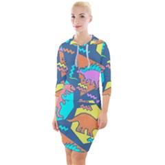 Dinosaur Pattern Quarter Sleeve Hood Bodycon Dress by Wav3s