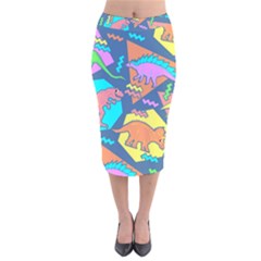 Dinosaur Pattern Velvet Midi Pencil Skirt by Wav3s