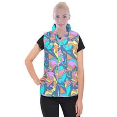 Dinosaur Pattern Women s Button Up Vest