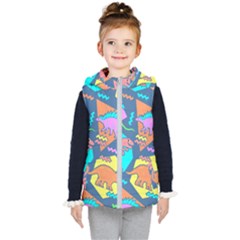 Dinosaur Pattern Kids  Hooded Puffer Vest