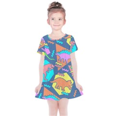 Dinosaur Pattern Kids  Simple Cotton Dress