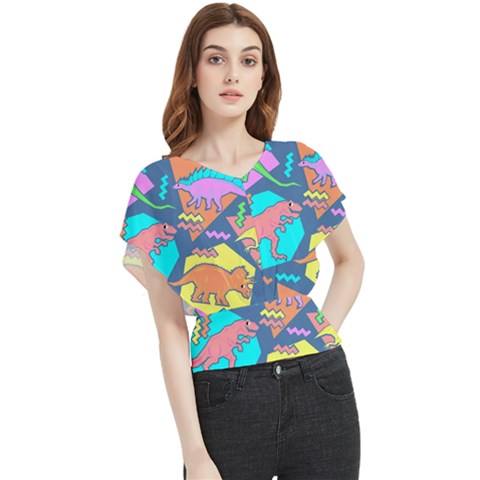 Dinosaur Pattern Butterfly Chiffon Blouse by Wav3s