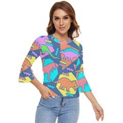 Dinosaur Pattern Bell Sleeve Top