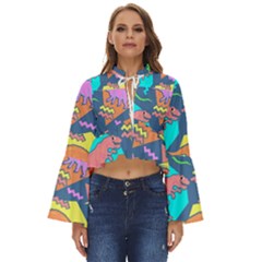 Dinosaur Pattern Boho Long Bell Sleeve Top