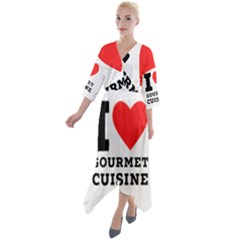 I Love Gourmet Cuisine Quarter Sleeve Wrap Front Maxi Dress