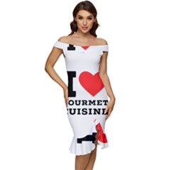 I Love Gourmet Cuisine Off Shoulder Ruffle Split Hem Bodycon Dress by ilovewhateva