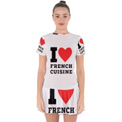 I Love French Cuisine Drop Hem Mini Chiffon Dress by ilovewhateva