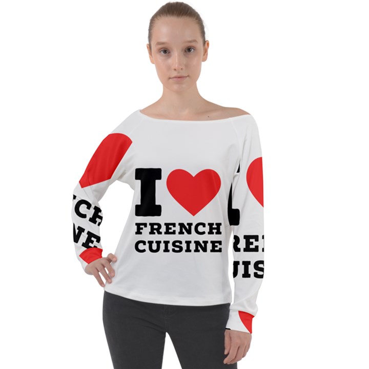 I love French cuisine Off Shoulder Long Sleeve Velour Top