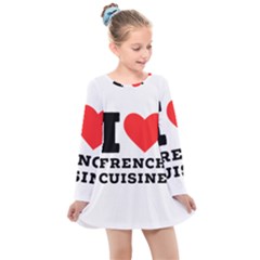 I Love French Cuisine Kids  Long Sleeve Dress by ilovewhateva