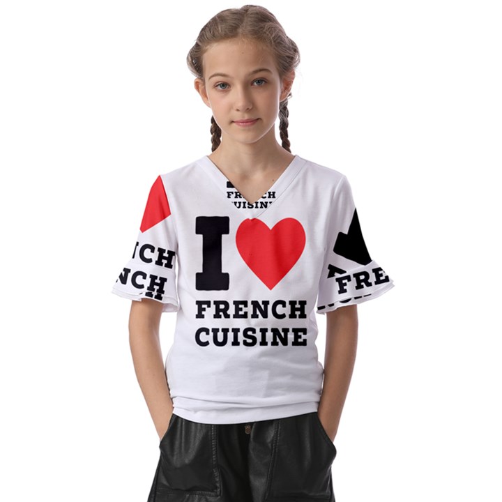 I love French cuisine Kids  V-Neck Horn Sleeve Blouse