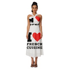 I Love French Cuisine Sleeveless Cross Front Cocktail Midi Chiffon Dress by ilovewhateva