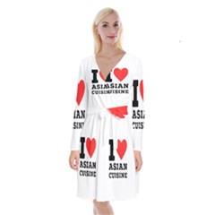 I Love Asian Cuisine Long Sleeve Velvet Front Wrap Dress by ilovewhateva