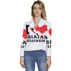 I Love Asian Cuisine Women s Long Sleeve Revers Collar Cropped Jacket by ilovewhateva