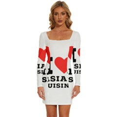 I Love Asian Cuisine Long Sleeve Square Neck Bodycon Velvet Dress by ilovewhateva