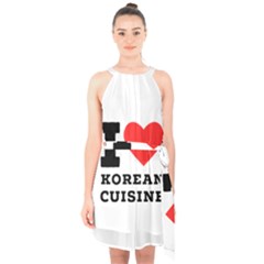 I Love Korean Cuisine Halter Collar Waist Tie Chiffon Dress by ilovewhateva