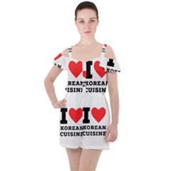 I Love Korean Cuisine Ruffle Cut Out Chiffon Playsuit by ilovewhateva