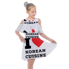 I Love Korean Cuisine Kids  Shoulder Cutout Chiffon Dress by ilovewhateva