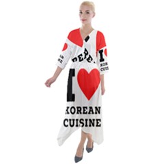 I Love Korean Cuisine Quarter Sleeve Wrap Front Maxi Dress