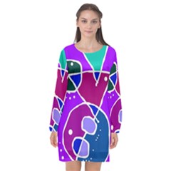 Mazipoodles In The Frame  Long Sleeve Chiffon Shift Dress  by Mazipoodles