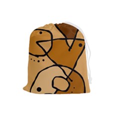 Mazipoodles In The Frame - Brown Drawstring Pouch (large) by Mazipoodles