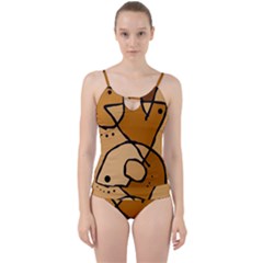 Mazipoodles In The Frame - Brown Cut Out Top Tankini Set by Mazipoodles