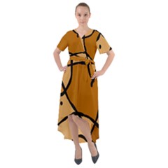 Mazipoodles In The Frame - Brown Front Wrap High Low Dress by Mazipoodles