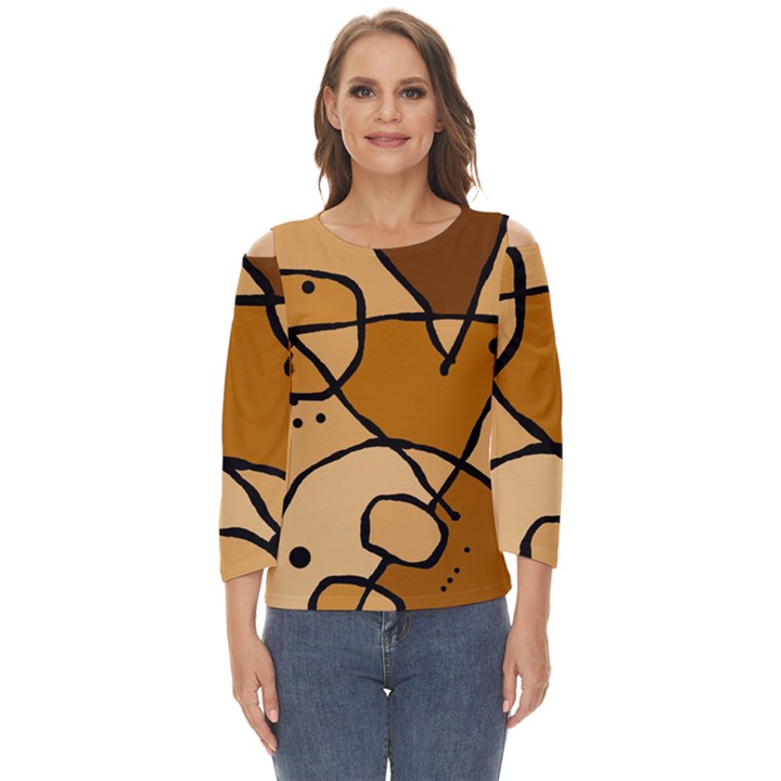 Mazipoodles In The Frame - Brown Cut Out Wide Sleeve Top