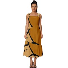 Mazipoodles In The Frame - Brown Square Neckline Tiered Midi Dress by Mazipoodles