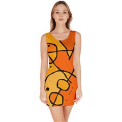 Mazipoodles In The Frame - Orange Bodycon Dress by Mazipoodles