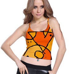 Mazipoodles In The Frame - Orange Spaghetti Strap Bra Top by Mazipoodles