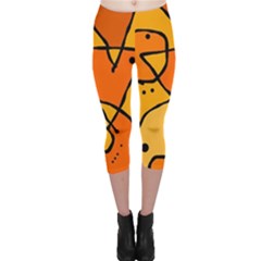 Mazipoodles In The Frame - Orange Capri Leggings  by Mazipoodles