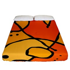 Mazipoodles In The Frame - Orange Fitted Sheet (queen Size) by Mazipoodles