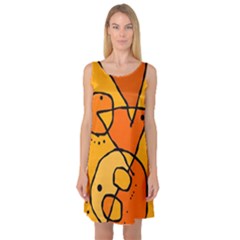 Mazipoodles In The Frame - Orange Sleeveless Satin Nightdress by Mazipoodles