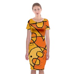 Mazipoodles In The Frame - Orange Classic Short Sleeve Midi Dress by Mazipoodles