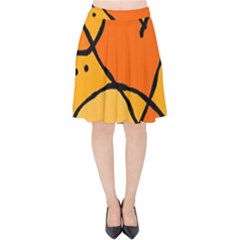 Mazipoodles In The Frame - Orange Velvet High Waist Skirt by Mazipoodles