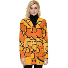 Mazipoodles In The Frame - Orange Button Up Hooded Coat  by Mazipoodles