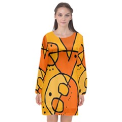 Mazipoodles In The Frame - Orange Long Sleeve Chiffon Shift Dress  by Mazipoodles