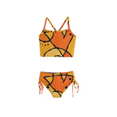 Mazipoodles In The Frame - Orange Girls  Tankini Swimsuit by Mazipoodles