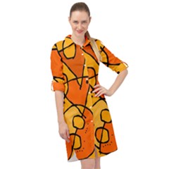 Mazipoodles In The Frame - Orange Long Sleeve Mini Shirt Dress by Mazipoodles