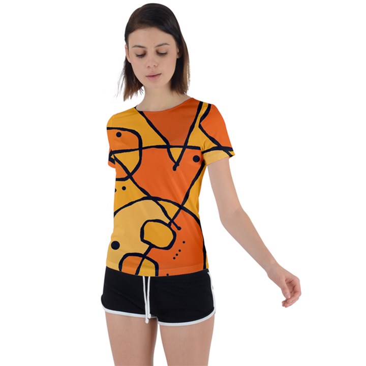 Mazipoodles In The Frame - Orange Back Circle Cutout Sports Tee