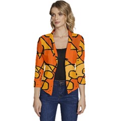 Mazipoodles In The Frame - Orange Women s Casual 3/4 Sleeve Spring Jacket by Mazipoodles