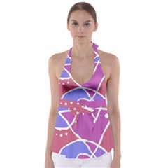 Mazipoodles In The Frame  - Pink Purple Babydoll Tankini Top by Mazipoodles