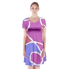 Mazipoodles In The Frame  - Pink Purple Short Sleeve V-neck Flare Dress by Mazipoodles