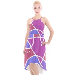 Mazipoodles In The Frame  - Pink Purple High-low Halter Chiffon Dress  by Mazipoodles