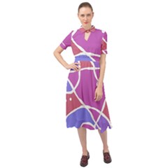 Mazipoodles In The Frame  - Pink Purple Keyhole Neckline Chiffon Dress by Mazipoodles