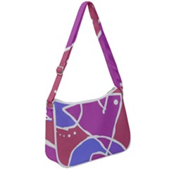 Mazipoodles In The Frame  - Pink Purple Zip Up Shoulder Bag by Mazipoodles