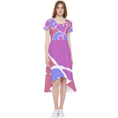 Mazipoodles In The Frame  - Pink Purple High Low Boho Dress by Mazipoodles