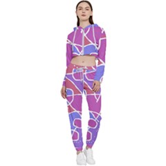 Mazipoodles In The Frame  - Pink Purple Cropped Zip Up Lounge Set by Mazipoodles