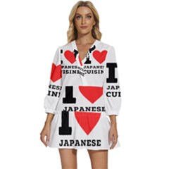 I Love Japanese Cuisine V-neck Placket Mini Dress by ilovewhateva