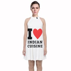 I Love Indian Cuisine Velvet Halter Neckline Dress  by ilovewhateva